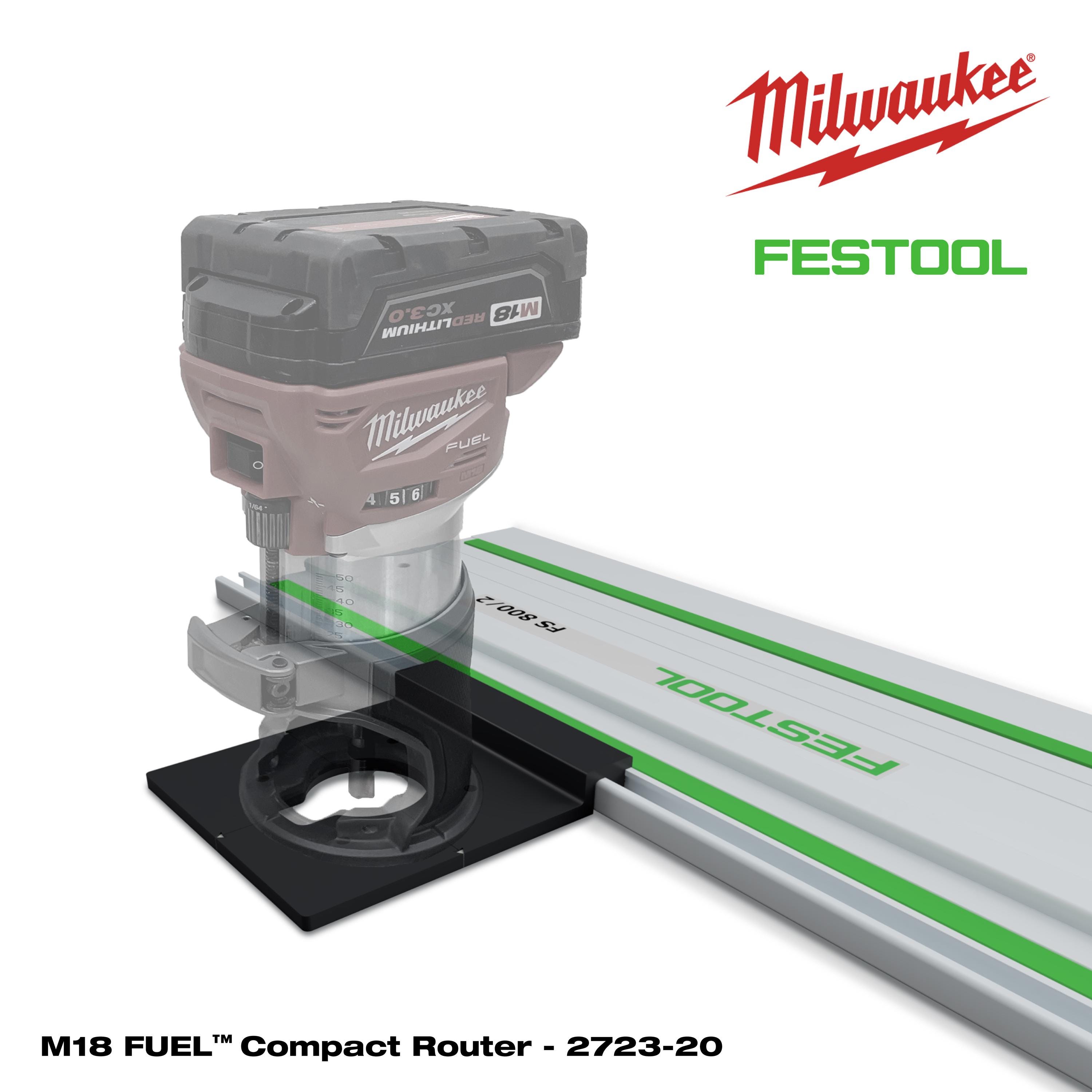 Milwaukee M18 Router Baseplate Adaptor: Track Saw Guide Rail Compatible ...
