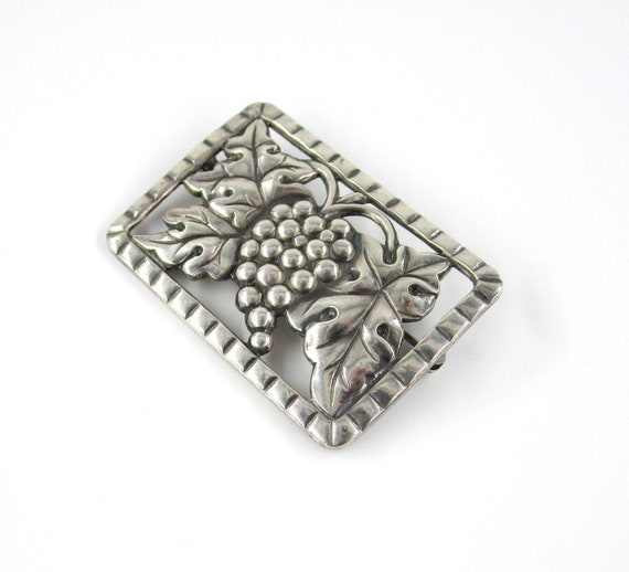 Grape Leaves Brooch Sterling Art Deco - image 7