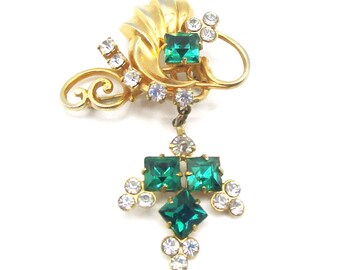 Green Retro Brooch Pendant 1940