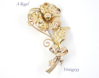 Floral Brooch Gold Filled signed Regel