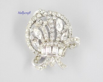 Hollycraft Rhinestone Brooch Floral Bouquet 1958