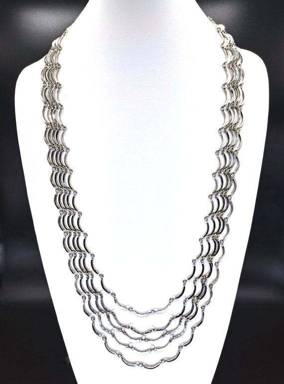 5 strand Necklace Silver tone 31 1/2"