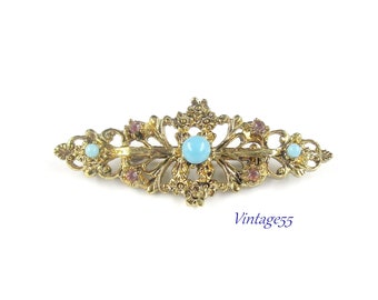 Rhinestone Brooch Faux Turquoise Amethyst Gerrys