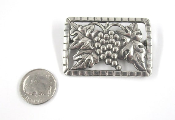 Grape Leaves Brooch Sterling Art Deco - image 2