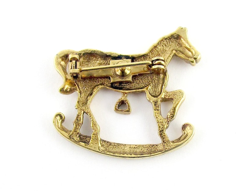 Rocking Horse Brooch Gold tone Vintage