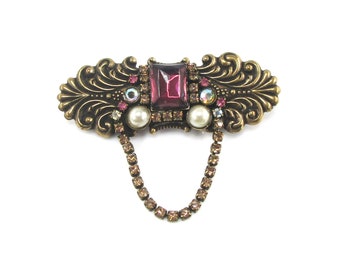 Brooch Purple Rhinestone Swag by Top Shelf