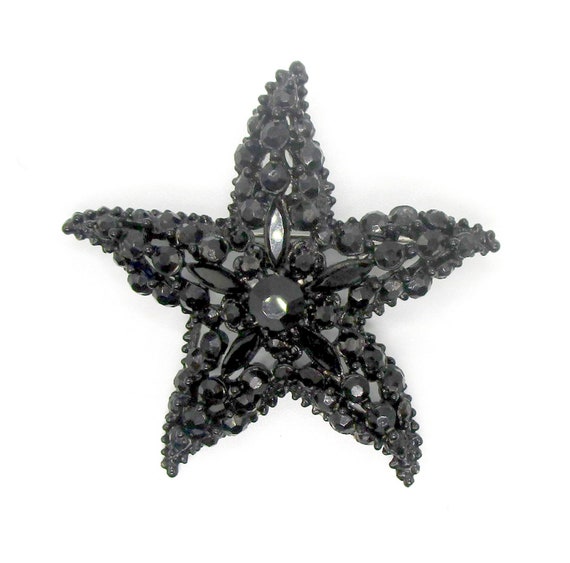 Florenza Starfish Brooch Black Rhinestone - image 8