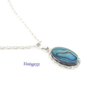Abalone Pendant Necklace Sterling Chain 18&quot;