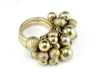 Ring Gold tone Cluster Beaded Vintage size 5.25