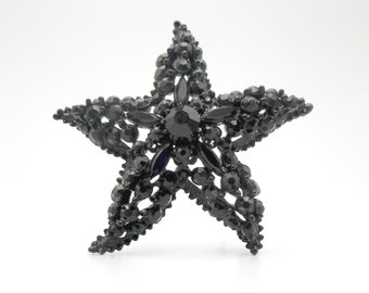 Florenza Starfish Brooch Black Rhinestone