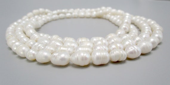 Fresh Water Pearl Necklace 60inch Circle Baroque … - image 2