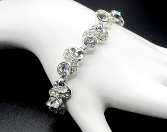 Rhinestone Bracelet Clear Stones Rhodium Plate