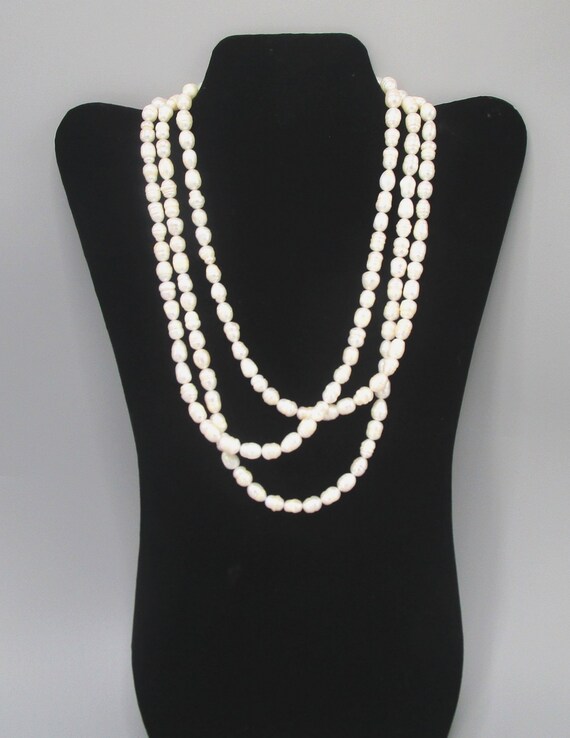 Fresh Water Pearl Necklace 60inch Circle Baroque … - image 1