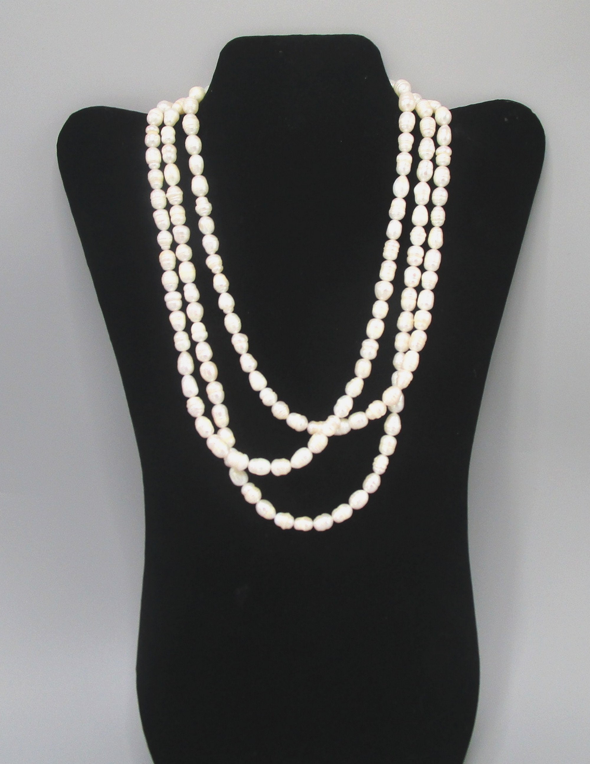 Pearl Necklace 60 inch Fresh Water Ringed Baroque