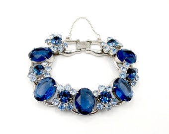 Delizza Elster Bracelet Sapphire Blue Open Back 7"