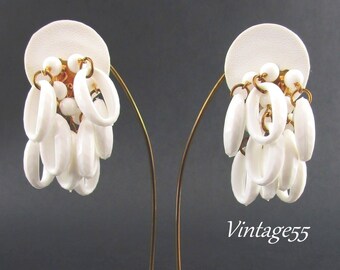 Earrings White Loop Cluster Clip on Summer Fun