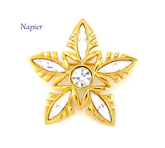 Napier Rhinestone Snowflake Brooch - image 1