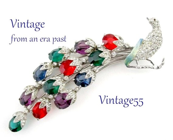 Flower Basket Brooch Enamel Rhinestone Vintage - image 8