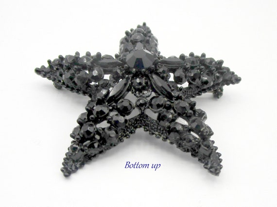Florenza Starfish Brooch Black Rhinestone - image 9