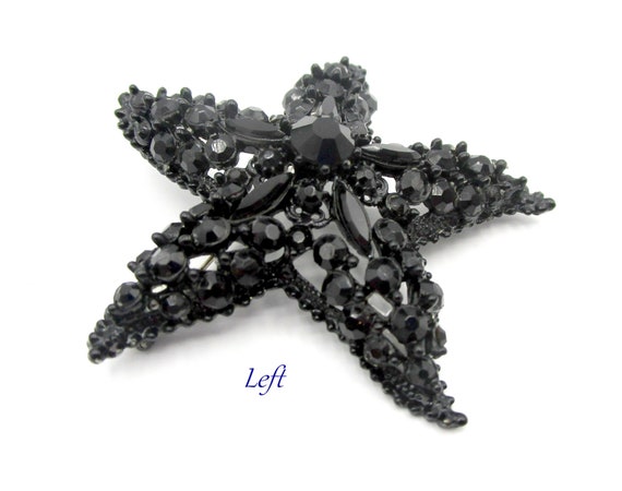 Florenza Starfish Brooch Black Rhinestone - image 2