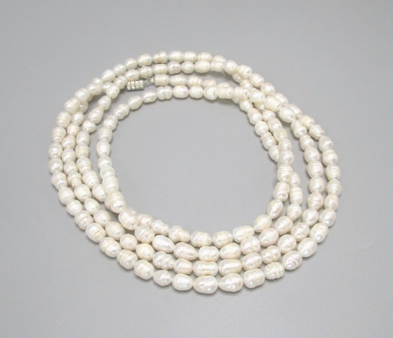 Fresh Water Pearl Necklace 60inch Circle Baroque … - image 9