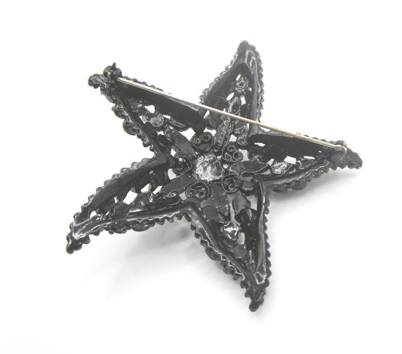 Florenza Starfish Brooch Black Rhinestone - image 4