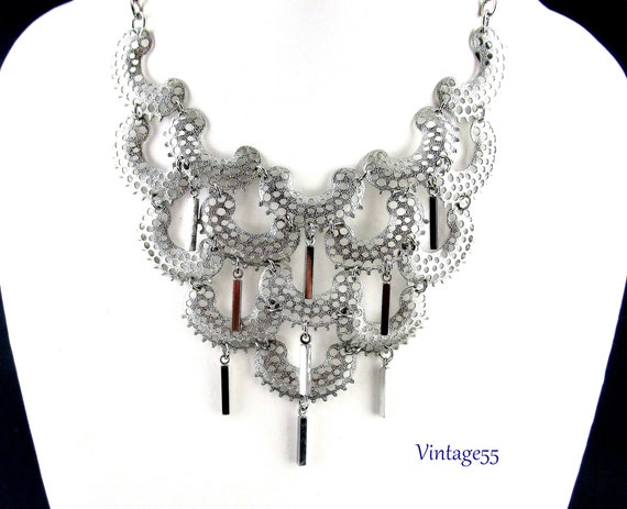 Necklace Silver tone Bib Charisma Sarah Coventry - image 1