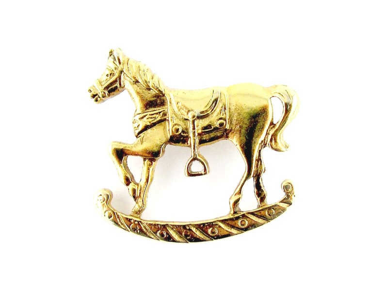 Rocking Horse Brooch Gold tone Vintage