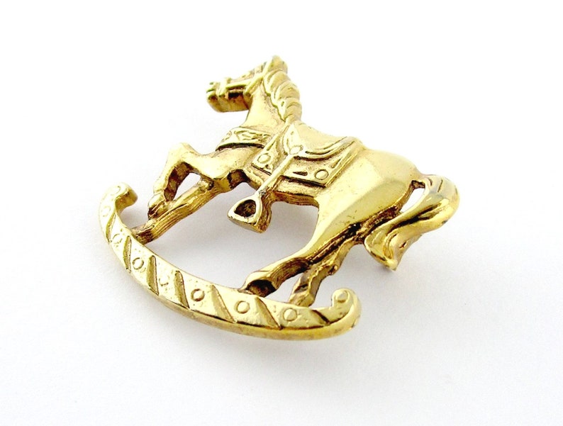Rocking Horse Brooch Gold tone Vintage