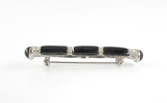 Les Bernard Brooch Rhinestone Black Enamel - image 5