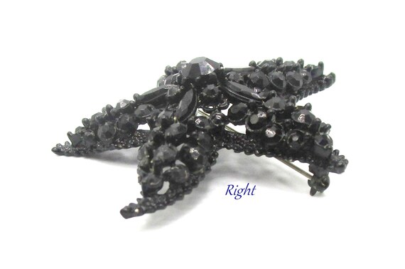 Florenza Starfish Brooch Black Rhinestone - image 10