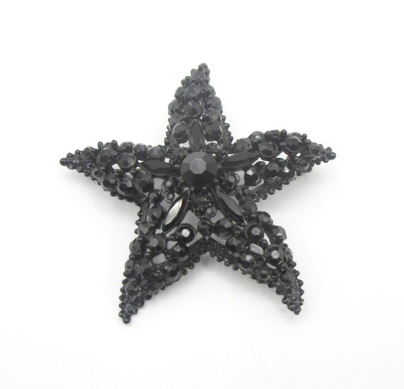 Florenza Starfish Brooch Black Rhinestone - image 7