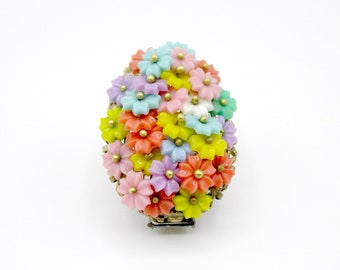 Floral Dress clip Pastel Czech Bead Vintage