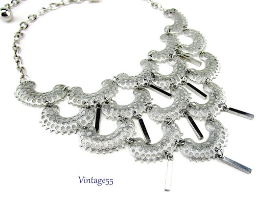 Necklace Silver tone Bib Charisma Sarah Coventry - image 8