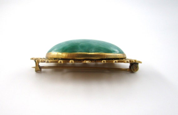 Peking Glass Brooch Brass Art Deco Era - image 3