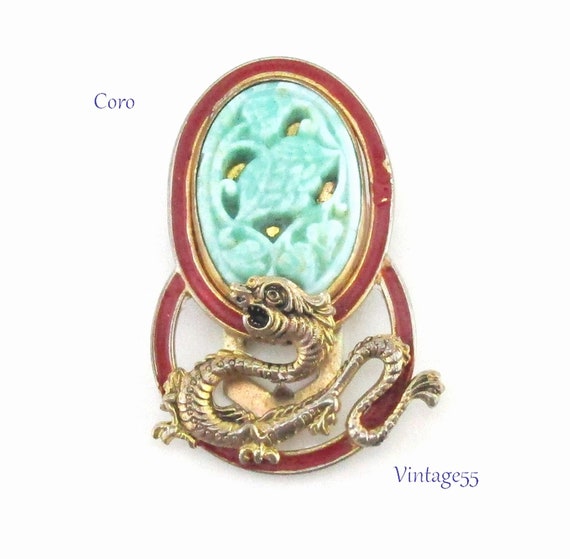 Coro Dress Clip Oriental Ming Dragon 1942