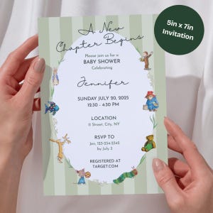 A New Chapter Begins Baby Shower Invitation | Storybook Baby Shower Canva Template | Printable Invite