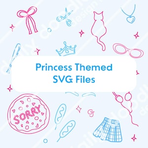 Handgetekende Royal Princess Icons SVG, PNG, AI Digital Download, Bachelorette Diaries-thema, Princess Party