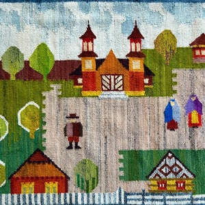 XXL Polish kilim, 163 x 99 cm / 64.2&quot;x 39&quot;, Cepelia wool tapestry, 1970s hand woven carpet form Poland, vintage woolen rug