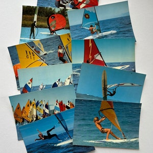 10 cartes postales de SURF vintage des années 70 / cartes INUTILISÉES des années 1970 / New Old Stock véritable carte rétro / surf sur la plage de planche à voile