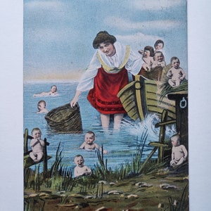 carte postale antique pour plusieurs bébés / collage photo original des années 1900 / carte de bébé victorienne réelle et rare / posté dans 1906 / cadeau de fête de bébé