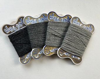 4 gray colored wool cards for visible melding and other projects, 1970s new old stock from a former haberdashery shop