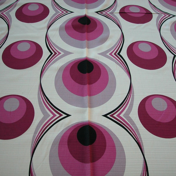 original OP ART 1970s Dutch FABRIC /  new old stock / purple atomic / panton inspired / vintage design