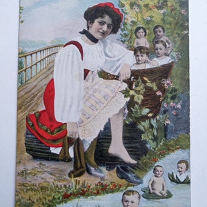 Carte postale antique pour plusieurs bébés / collage photo original des années 1900 / véritable carte de bébé victorienne rare / posté autour de 1910 / cadeau de fête de bébé