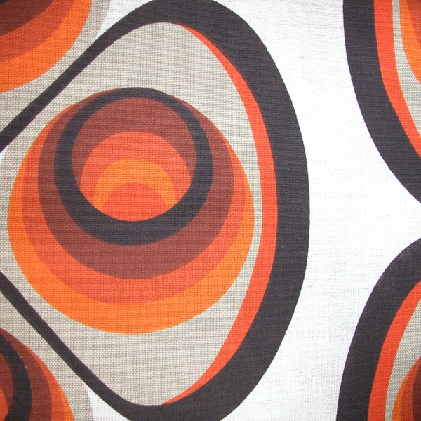 FABRIC original 1960s / retro vintage bold swirls / panton era / NOS new old stock