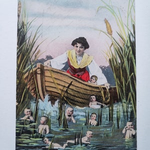 Carte postale antique pour bébés multiples / collage photo original des années 1900 / carte de bébé victorienne réelle et rare / Publié dans 1905 / Cadeau de douche de bébé