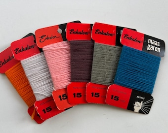 6 colors Enkalon New Old Stock vintage mending yarn cards, darning thread, 1970s Dutch sock yarn