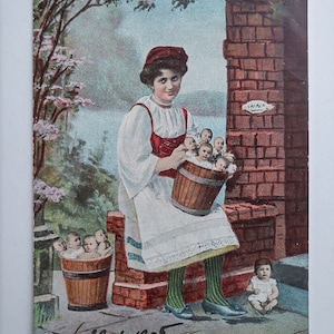 Carte postale antique pour bébés multiples / collage photo original des années 1900 / carte de bébé victorienne réelle et rare / Publié dans 1906 / Cadeau de fête de naissance