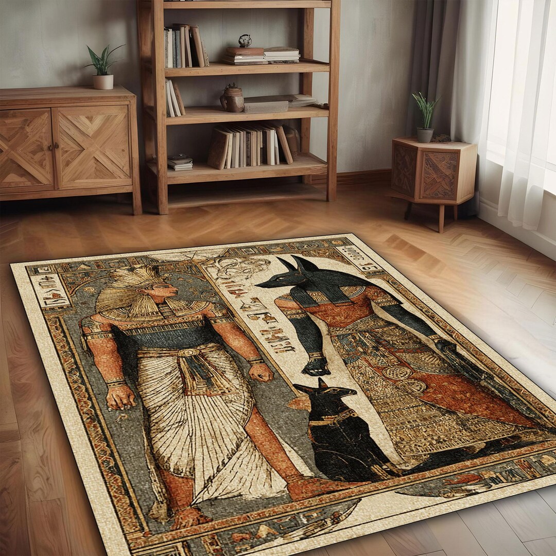 Ancient Egypt Anubis Rug – Egyptian Queen Carpet – Hieroglyphic Art ...