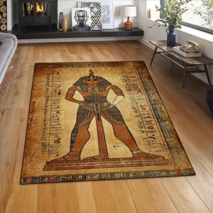 Egyptian Pharaoh Rug: Hieroglyphic Print, Ancient Decor - Etsy